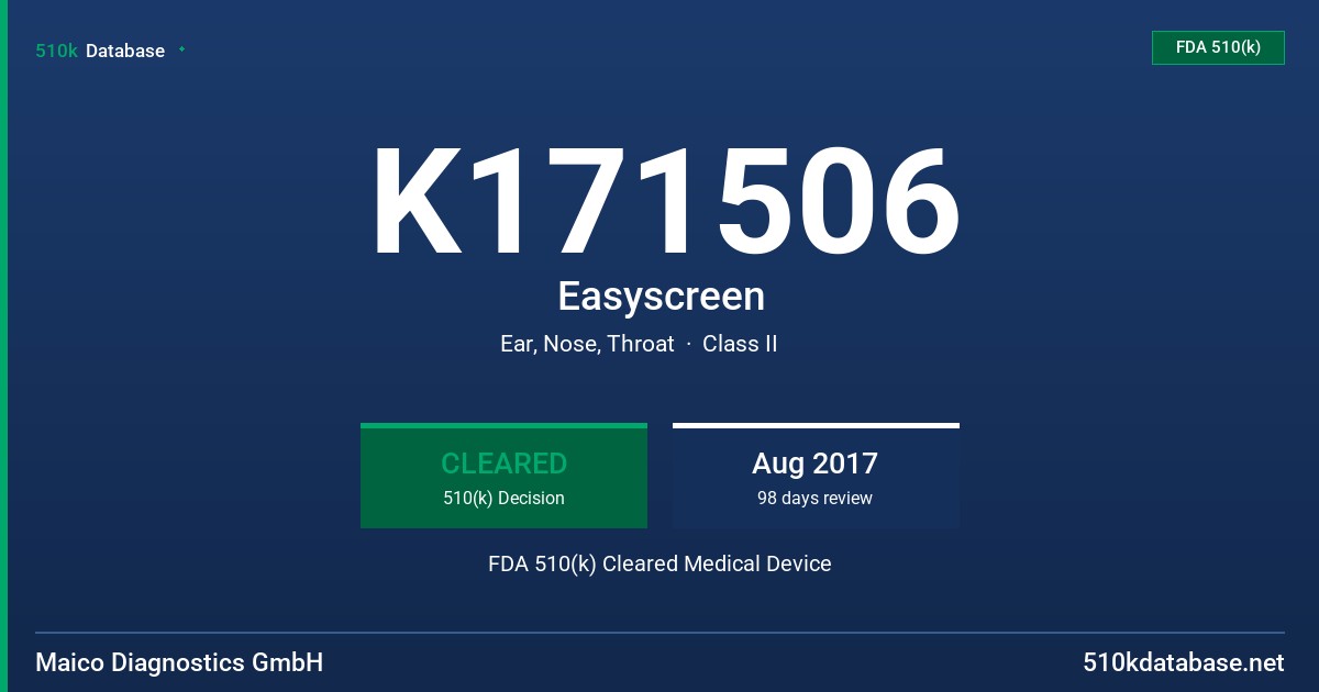 K171506 Easyscreen FDA 510(k) Cleared Medical Device