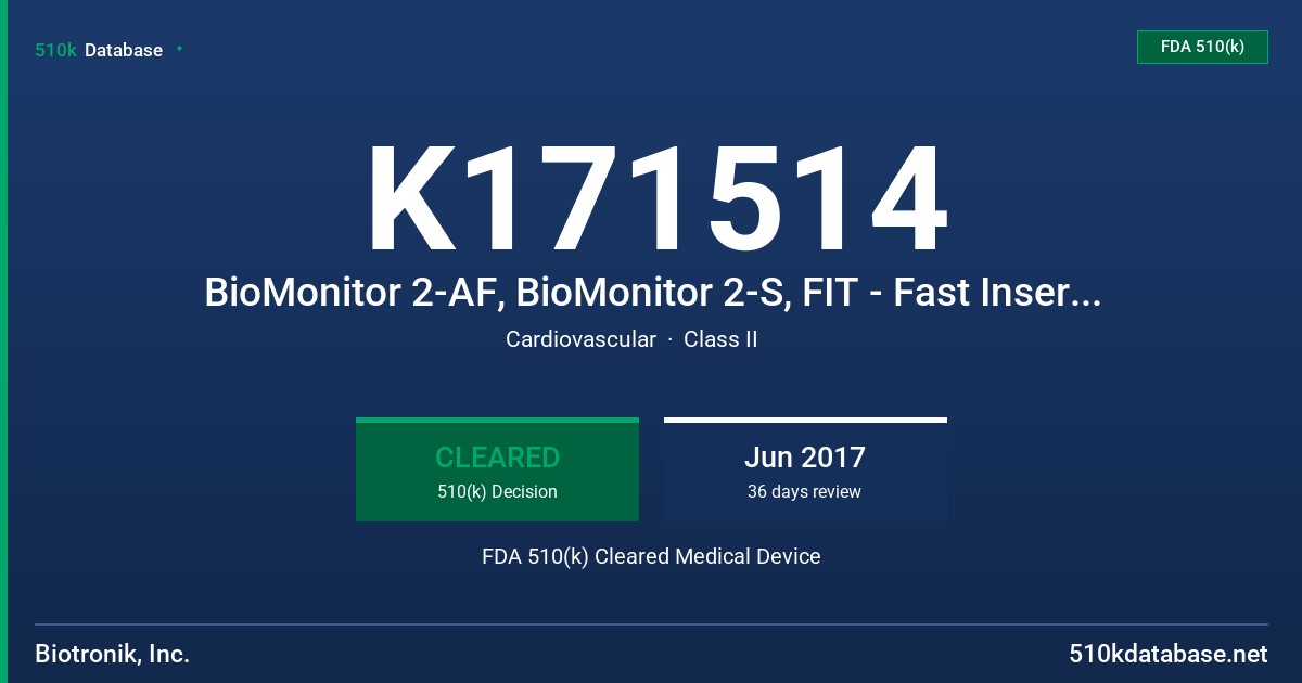 K171514 BioMonitor 2-AF, BioMonitor 2-S, FIT - Fast Insert Tool 1 + 2, Set FDA 510(k) Cleared Medical Device