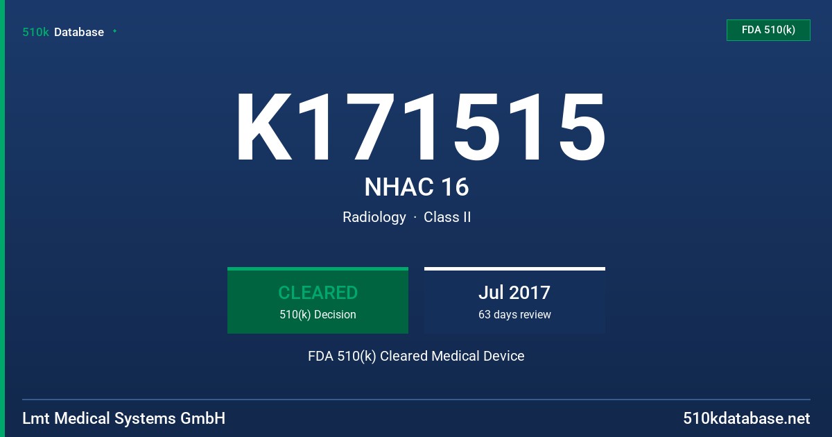 K171515 NHAC 16 FDA 510(k) Cleared Medical Device