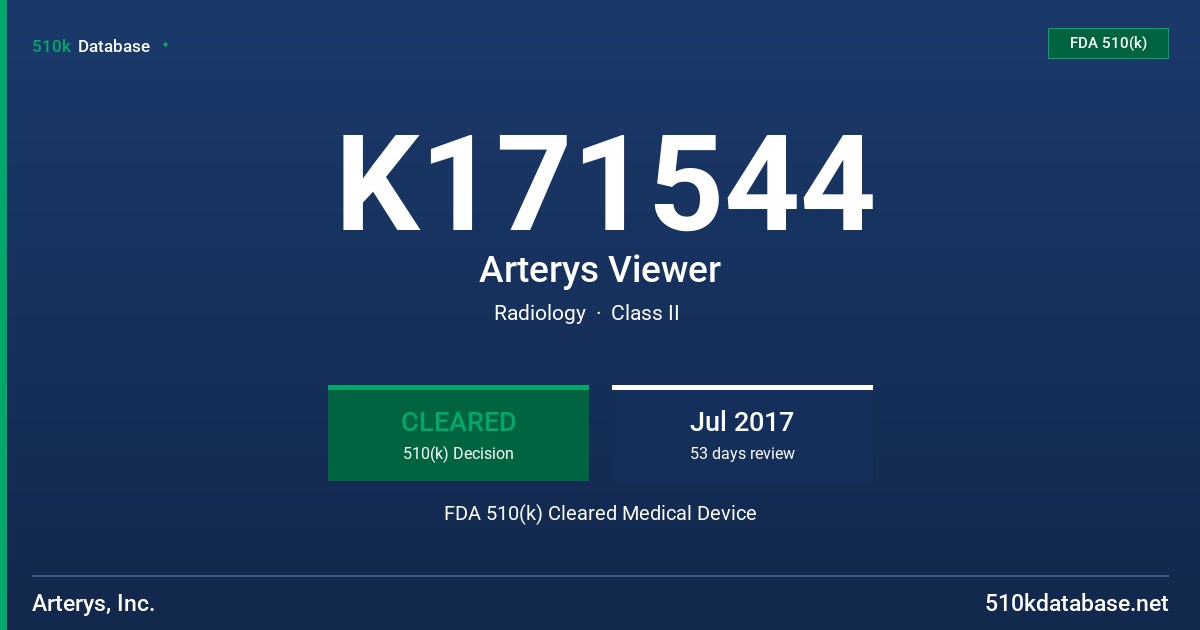 K171544 Arterys Viewer FDA 510(k) Cleared Medical Device