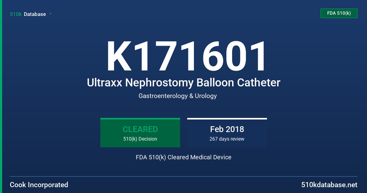 K171601 Ultraxx Nephrostomy Balloon Catheter FDA 510(k) Cleared Medical Device