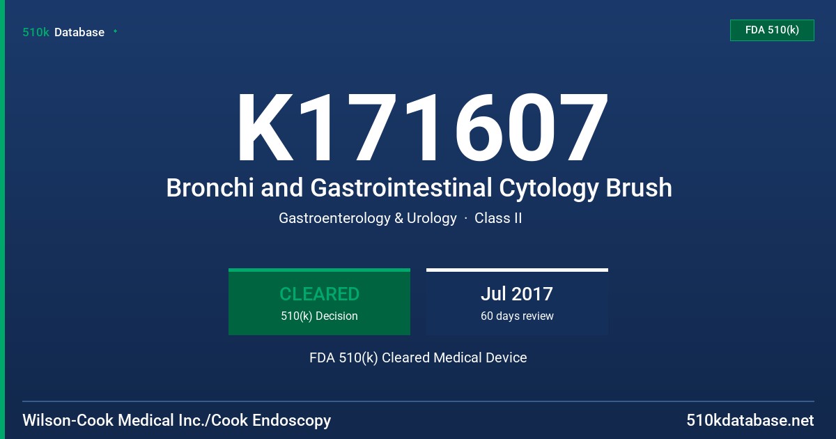 K171607 Bronchi and Gastrointestinal Cytology Brush FDA 510(k) Cleared Medical Device