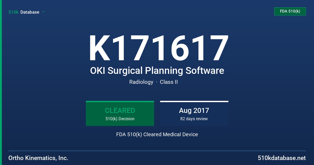 K171617 OKI Surgical Planning Software FDA 510(k) Cleared Medical Device