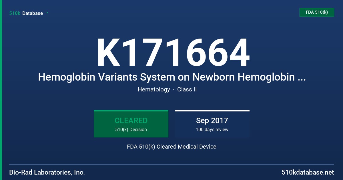K171664 Hemoglobin Variants System on Newborn Hemoglobin System with GDM and HbReview Software FDA 510(k) Cleared Medical Device