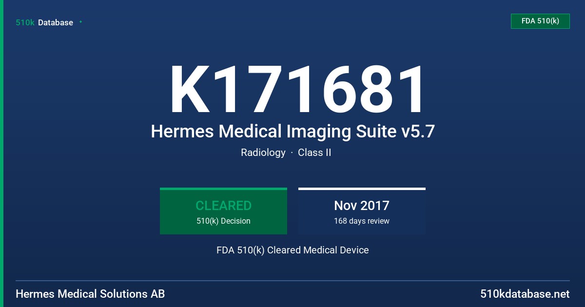 K171681 Hermes Medical Imaging Suite v5.7 FDA 510(k) Cleared Medical Device