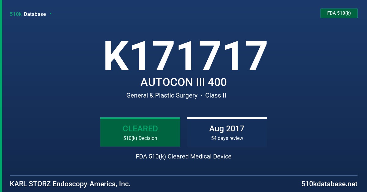 K171717 AUTOCON III 400 FDA 510(k) Cleared Medical Device