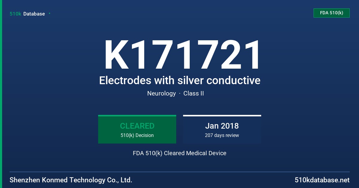 K171721 Electrodes with silver conductive FDA 510(k) Cleared Medical Device