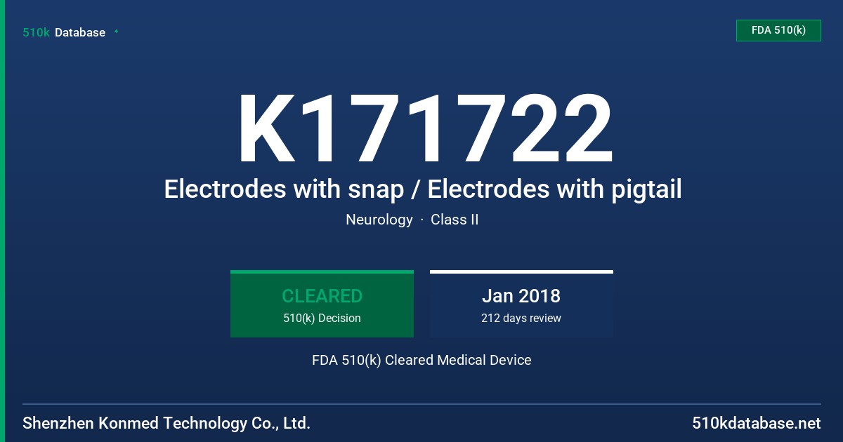K171722 Electrodes with snap / Electrodes with pigtail FDA 510(k) Cleared Medical Device