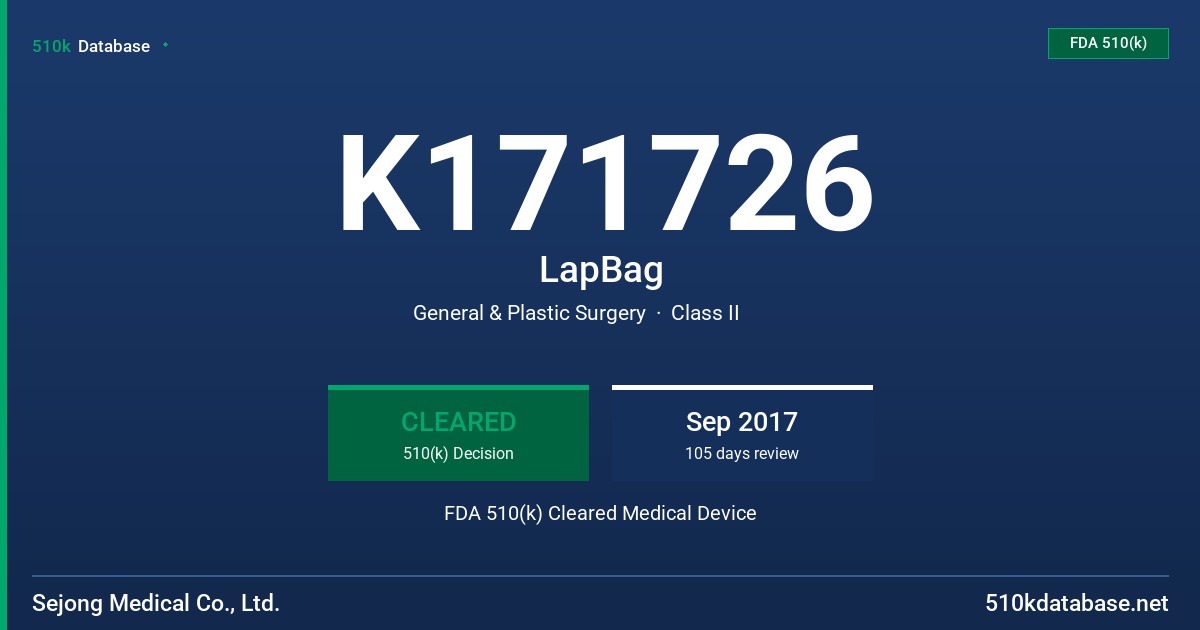 K171726 LapBag FDA 510(k) Cleared Medical Device