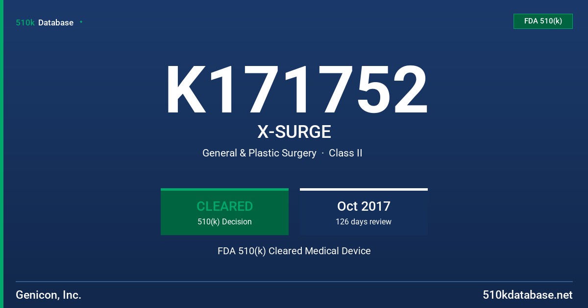 K171752 X-SURGE FDA 510(k) Cleared Medical Device