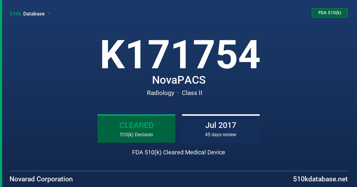 K171754 NovaPACS FDA 510(k) Cleared Medical Device