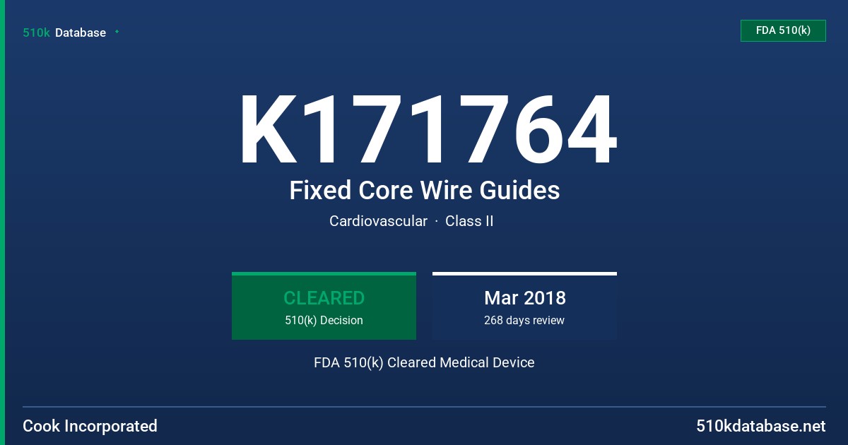 K171764 Fixed Core Wire Guides FDA 510(k) Cleared Medical Device