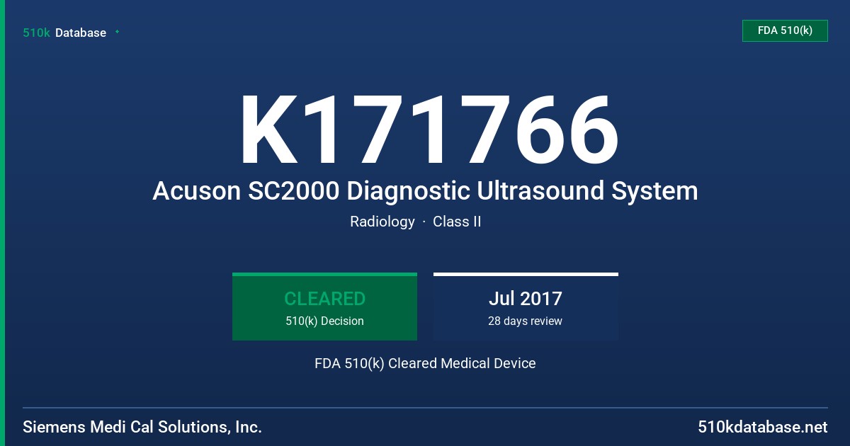 K171766 Acuson SC2000 Diagnostic Ultrasound System FDA 510(k) Cleared Medical Device