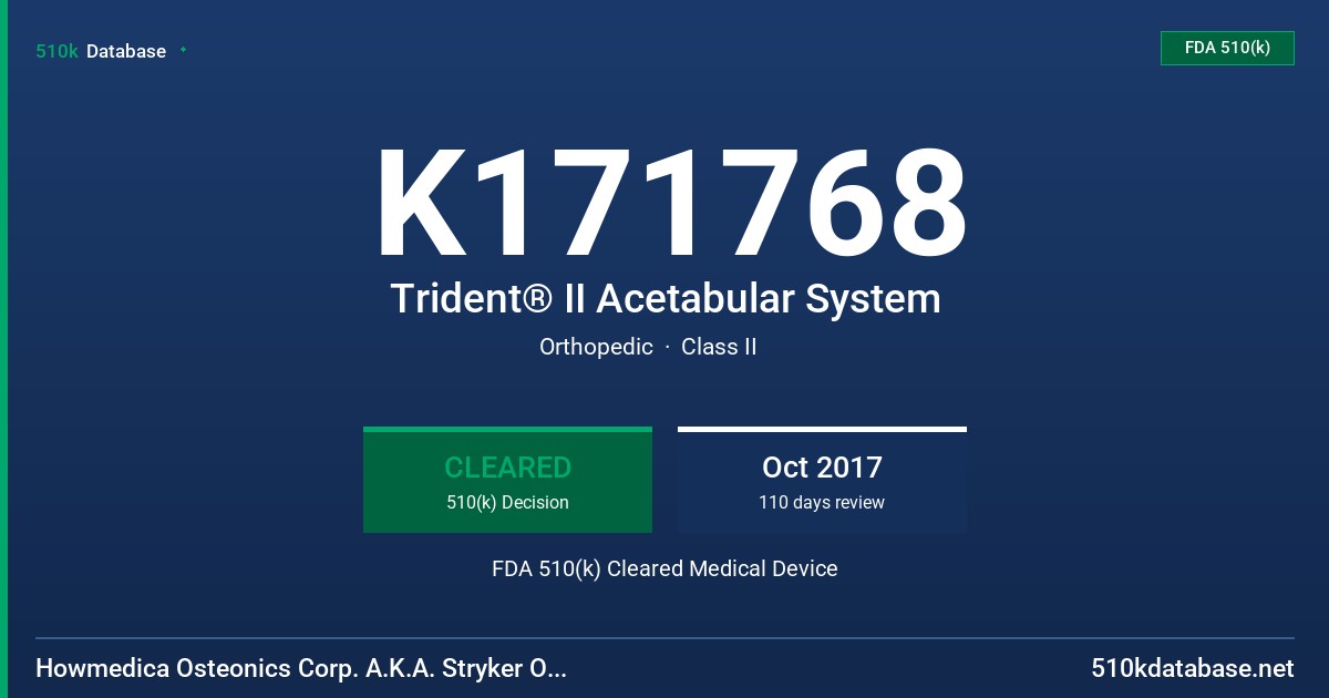 K171768 Trident® II Acetabular System FDA 510(k) Cleared Medical Device