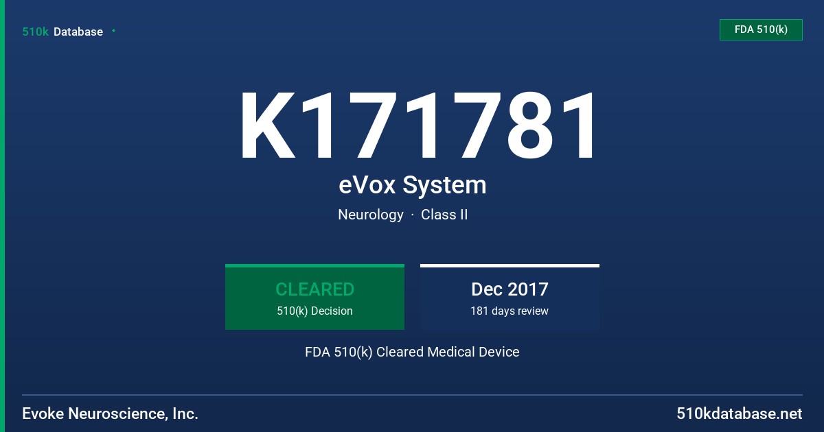 K171781 eVox System FDA 510(k) Cleared Medical Device