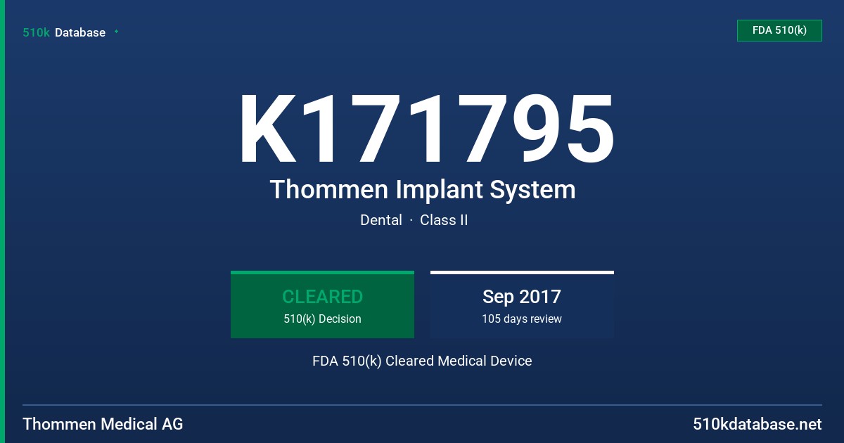 K171795 Thommen Implant System FDA 510(k) Cleared Medical Device
