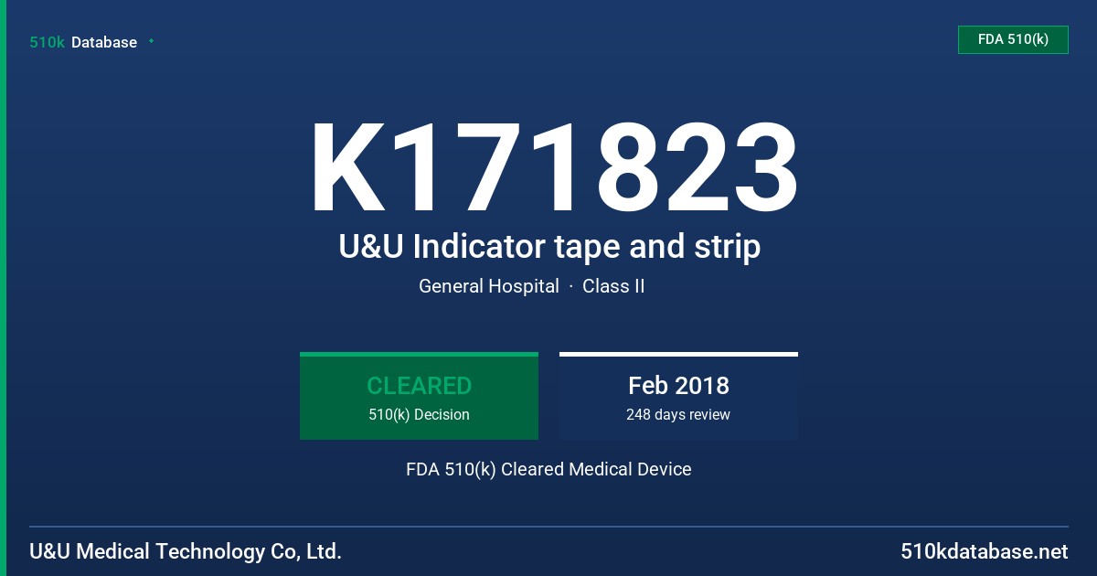 K171823 U&U Indicator tape and strip FDA 510(k) Cleared Medical Device