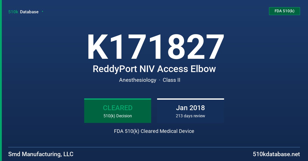 K171827 ReddyPort NIV Access Elbow FDA 510(k) Cleared Medical Device