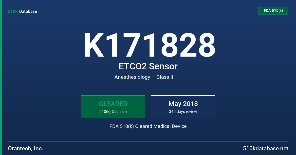 K171828 ETCO2 Sensor FDA 510(k) Cleared Medical Device