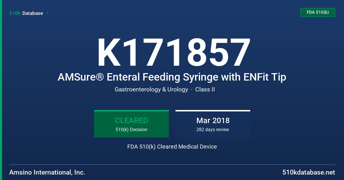 K171857 AMSure® Enteral Feeding Syringe with ENFit Tip FDA 510(k) Cleared Medical Device