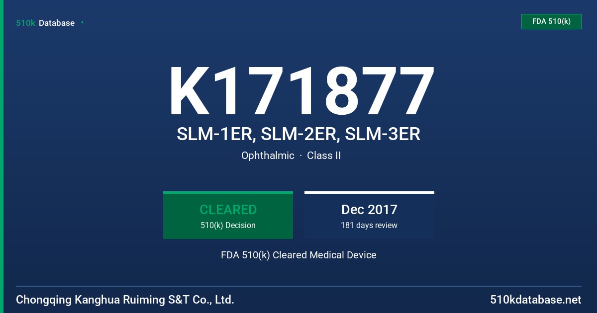 K171877 SLM-1ER, SLM-2ER, SLM-3ER FDA 510(k) Cleared Medical Device