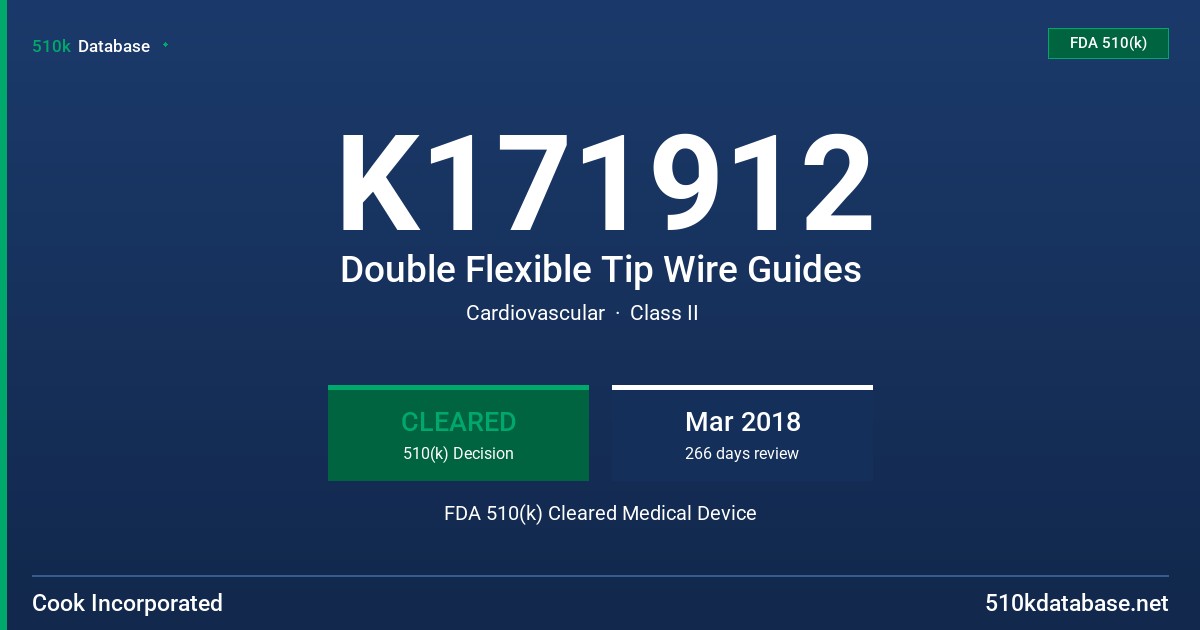 K171912 Double Flexible Tip Wire Guides FDA 510(k) Cleared Medical Device