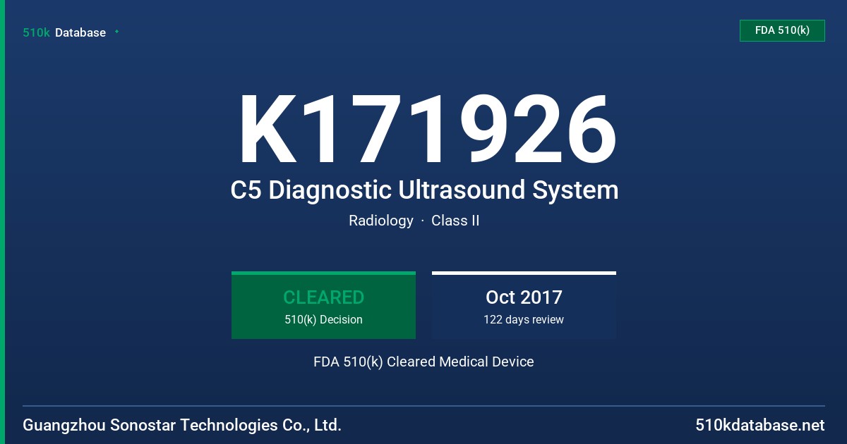 K171926 C5 Diagnostic Ultrasound System FDA 510(k) Cleared Medical Device
