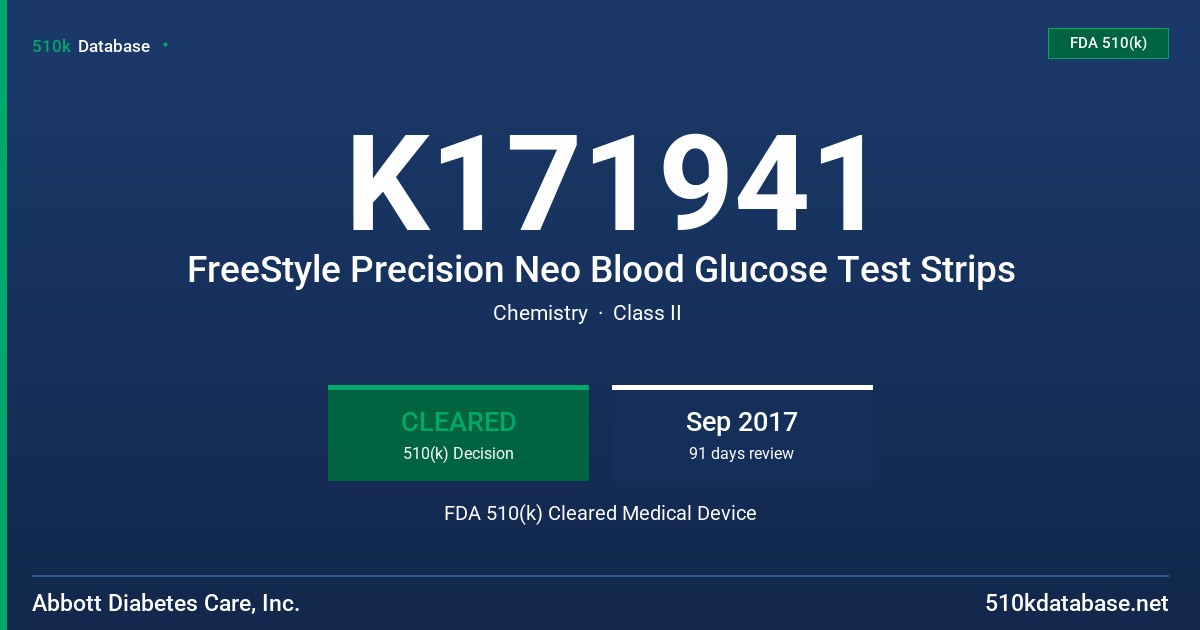 K171941 FreeStyle Precision Neo Blood Glucose Test Strips FDA 510(k) Cleared Medical Device