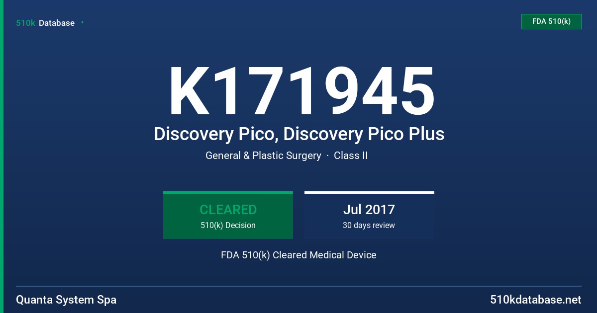 K171945 Discovery Pico, Discovery Pico Plus FDA 510(k) Cleared Medical Device