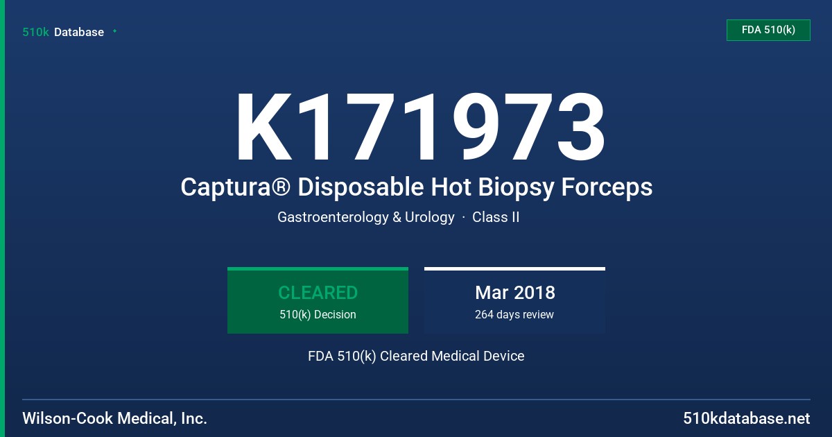 K171973 Captura® Disposable Hot Biopsy Forceps FDA 510(k) Cleared Medical Device