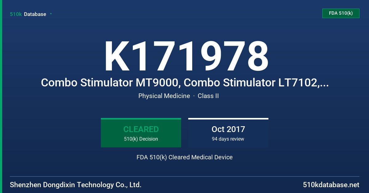 K171978 Combo Stimulator MT9000, Combo Stimulator LT7102, TENS Stimulator InTENSity 10 FDA 510(k) Cleared Medical Device