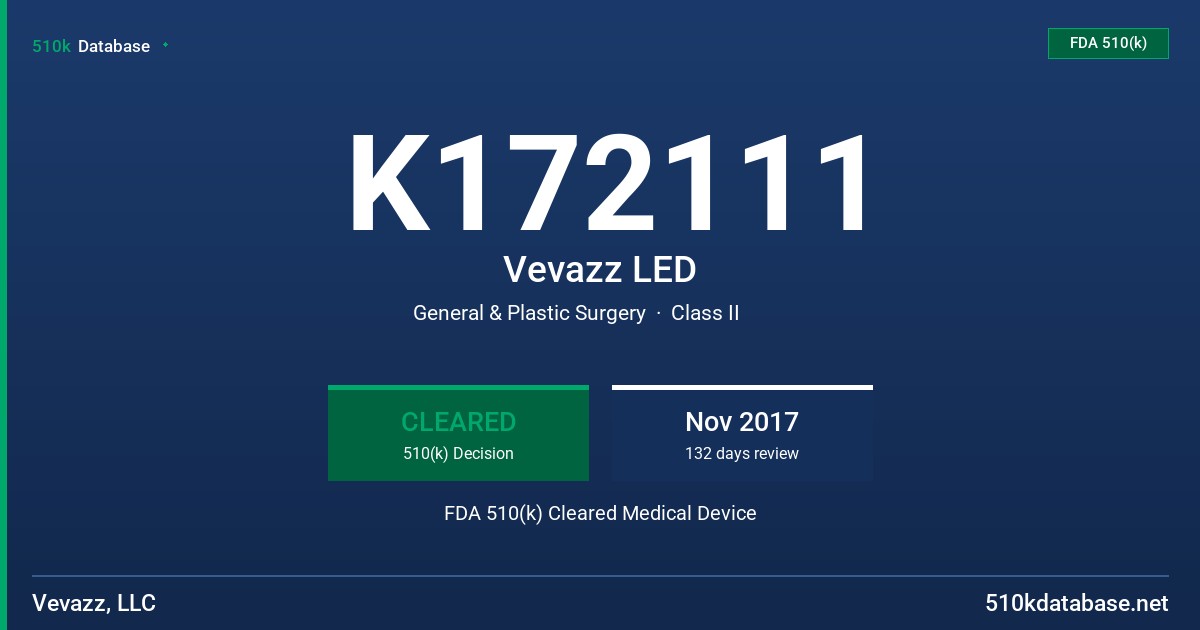 K172111 Vevazz LED FDA 510(k) Cleared Medical Device
