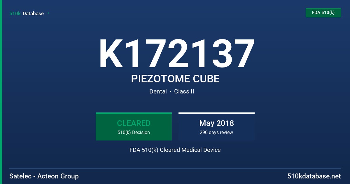 K172137 PIEZOTOME CUBE FDA 510(k) Cleared Medical Device
