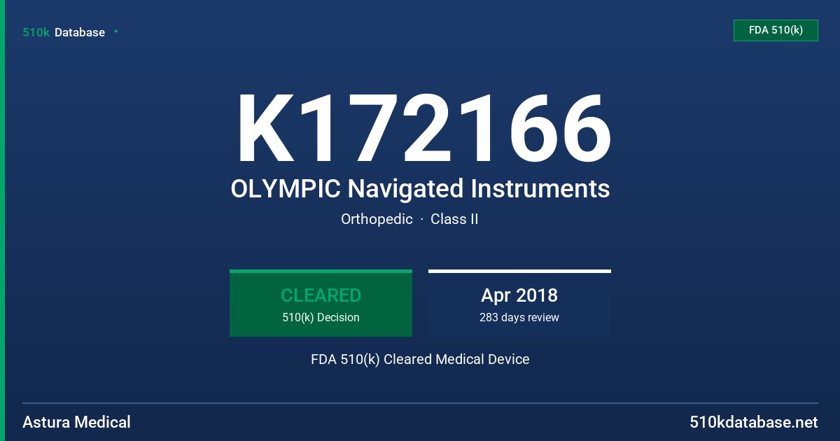 K172166 OLYMPIC Navigated Instruments FDA 510(k) Cleared Medical Device