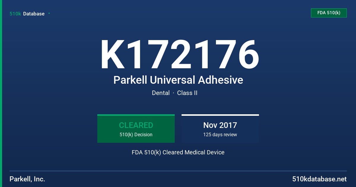 K172176 Parkell Universal Adhesive FDA 510(k) Cleared Medical Device