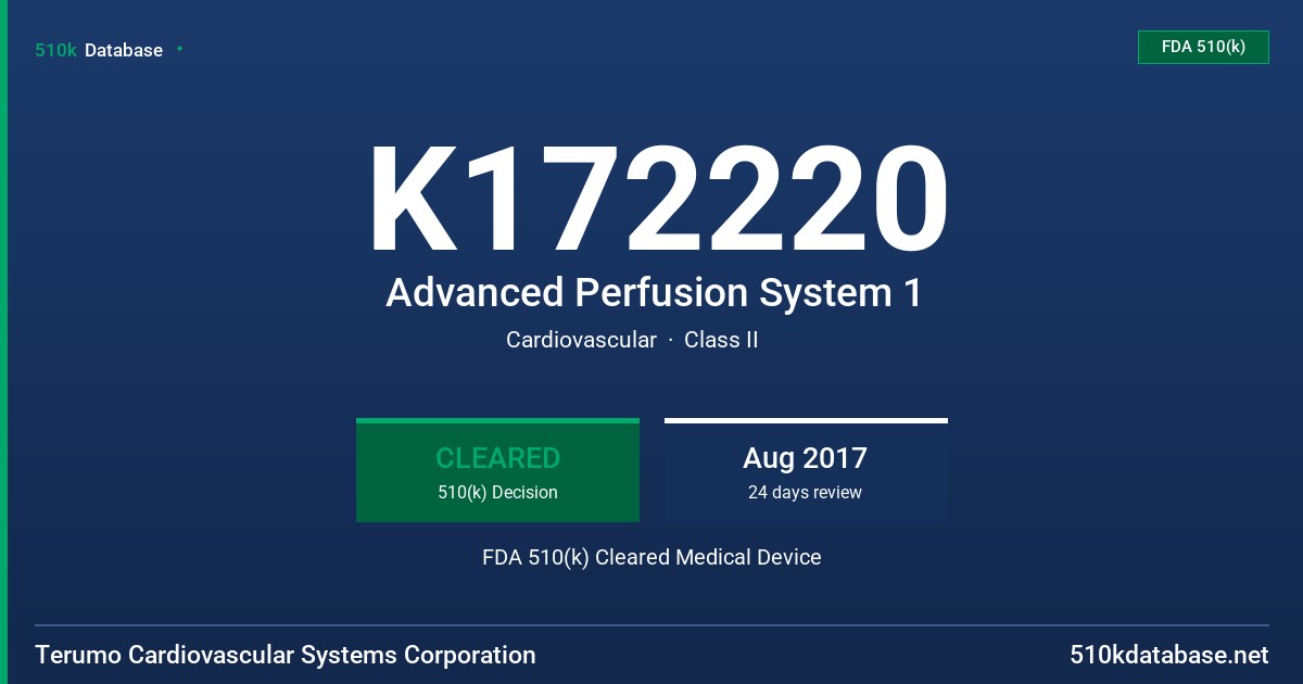 K172220 Advanced Perfusion System 1 FDA 510(k) Cleared Medical Device