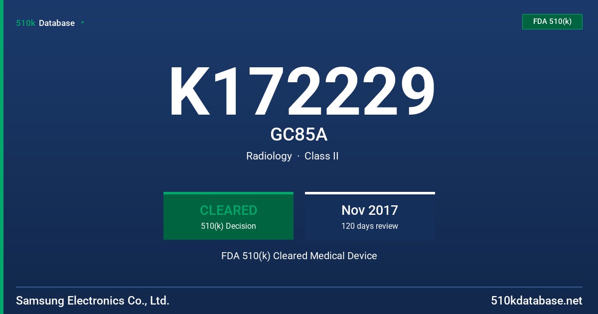 K172229 GC85A FDA 510(k) Cleared Medical Device