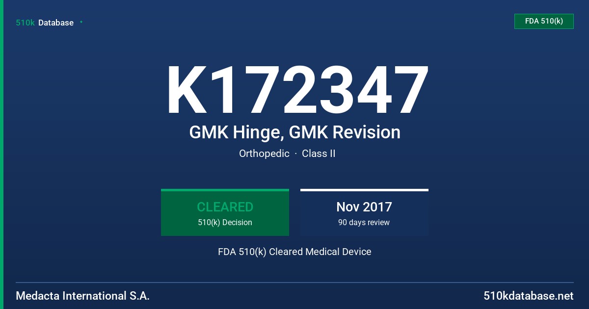 K172347 GMK Hinge, GMK Revision FDA 510(k) Cleared Medical Device