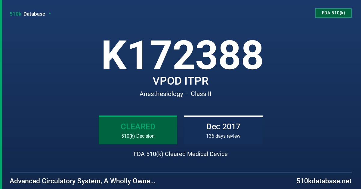 K172388 VPOD ITPR FDA 510(k) Cleared Medical Device