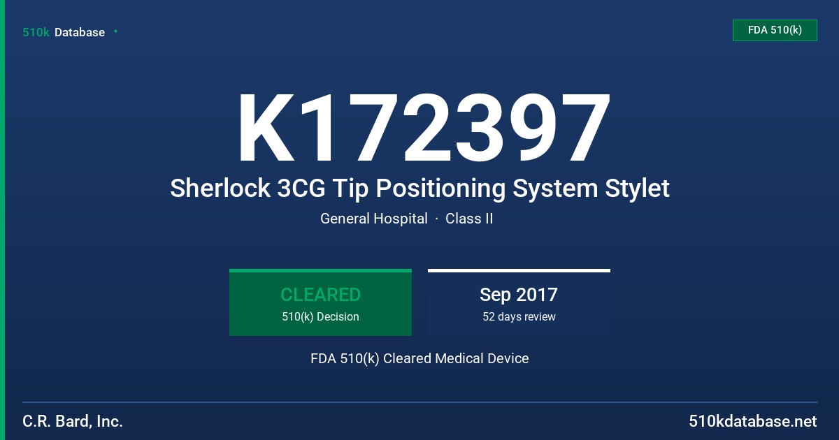 K172397 Sherlock 3CG Tip Positioning System Stylet FDA 510(k) Cleared Medical Device