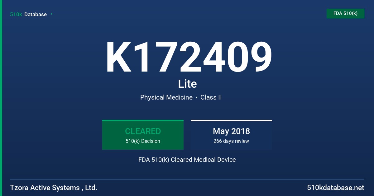 K172409 Lite FDA 510(k) Cleared Medical Device