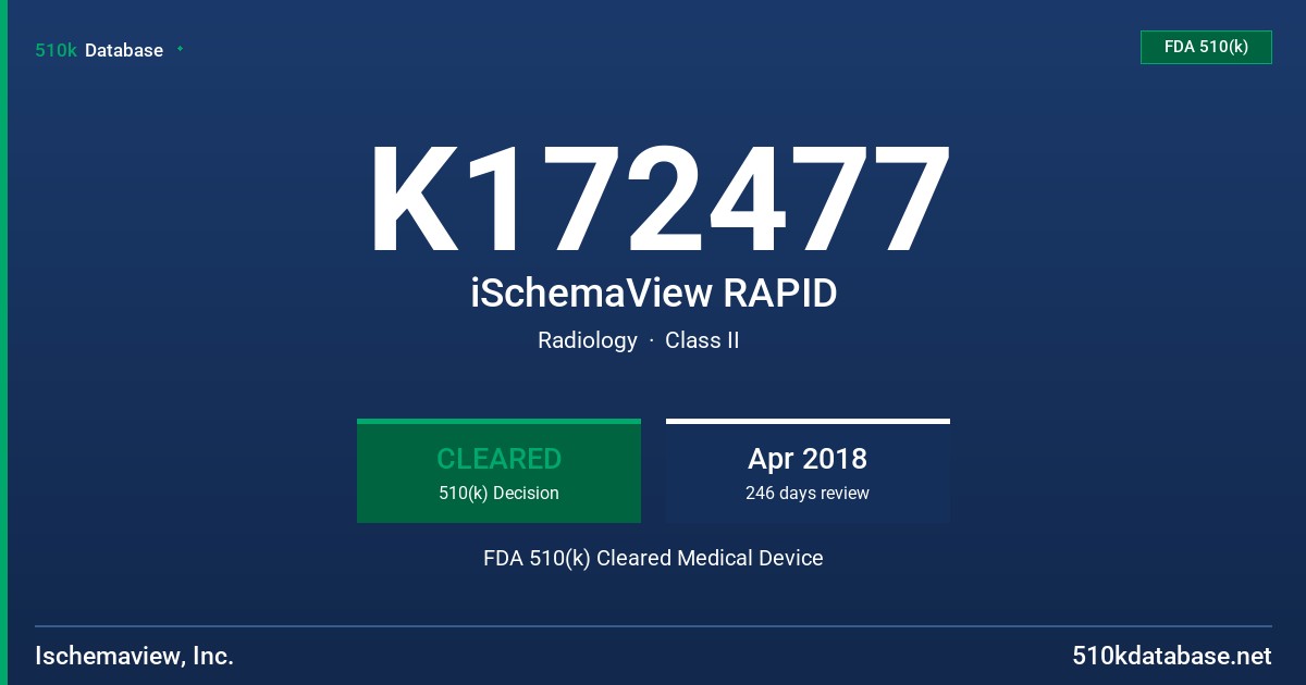 K172477 iSchemaView RAPID FDA 510(k) Cleared Medical Device