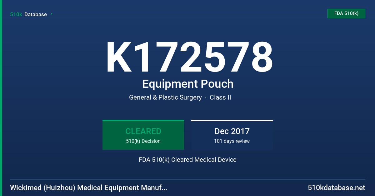 K172578 Equipment Pouch FDA 510(k) Cleared Medical Device