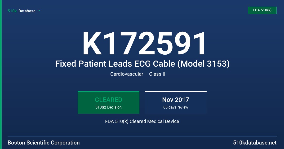 K172591 Fixed Patient Leads ECG Cable (Model 3153) FDA 510(k) Cleared Medical Device