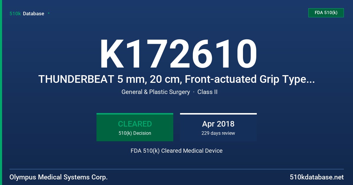 K172610 THUNDERBEAT 5 mm, 20 cm, Front-actuated Grip Type S, THUNDERBEAT 5 mm, 35 cm, Front-actuated Grip Type S,  THUNDERBEAT 5 mm, 45 cm, Front-actuated Grip Type S FDA 510(k) Cleared Medical Device