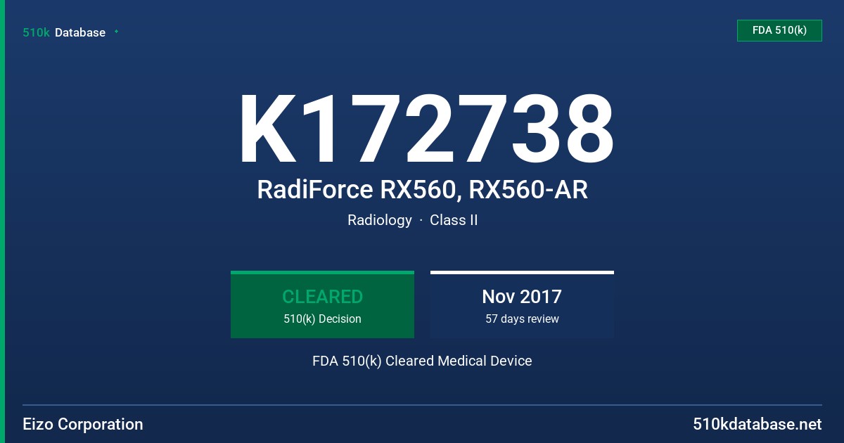K172738 RadiForce RX560, RX560-AR FDA 510(k) Cleared Medical Device