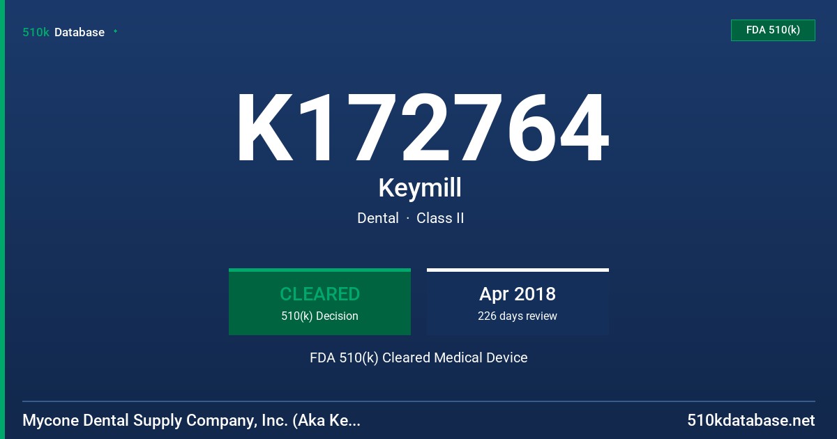 K172764 Keymill FDA 510(k) Cleared Medical Device