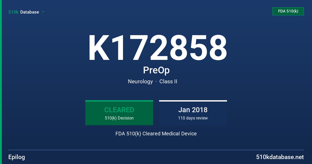 K172858 PreOp FDA 510(k) Cleared Medical Device