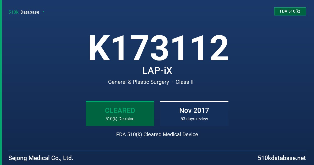 K173112 LAP-iX FDA 510(k) Cleared Medical Device