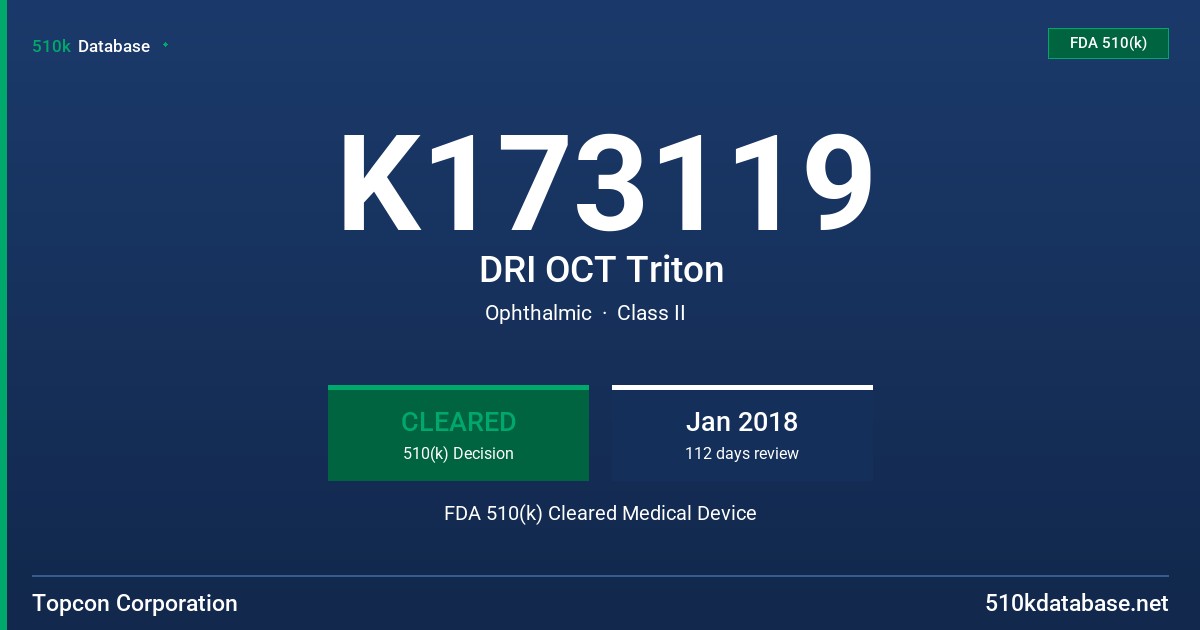 K173119 DRI OCT Triton FDA 510(k) Cleared Medical Device